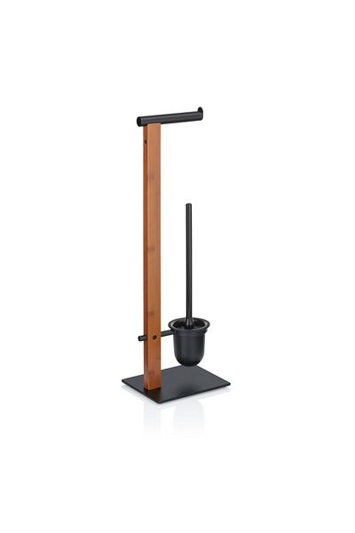 Kela Toilet set Amir metal/bamboo black/brown 22x18x70 cm