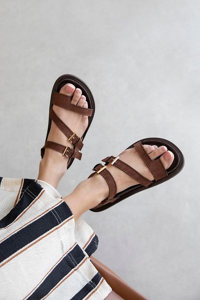 STRASWANS Mira Women's Flip Flops Suede Sandals Brown