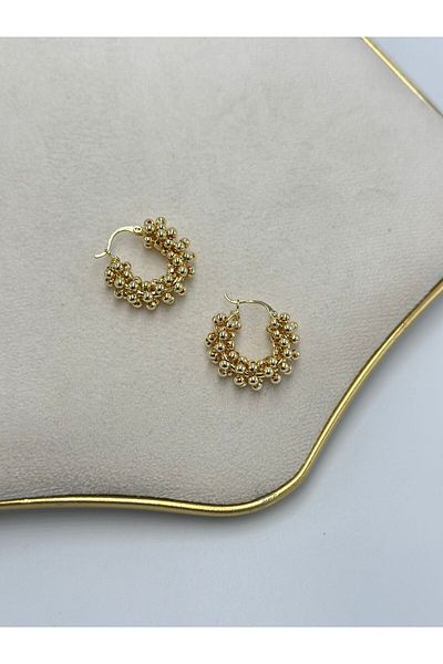 MyladyAccessoriess Steel Hoop Earrings with Ball Detail
