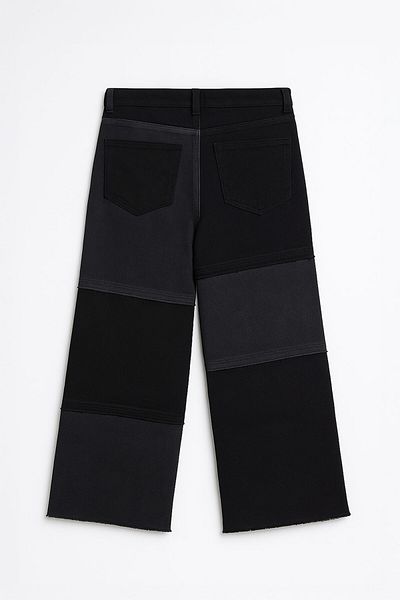 Bluewhite Women's High Waist Wide Leg Fragmented Anthracite Jean Trousers
