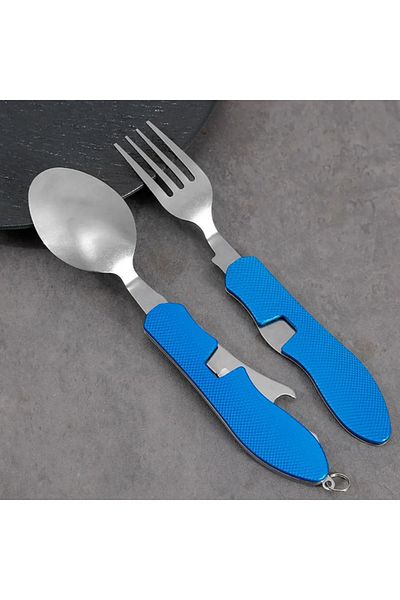 FORSEİ LUCA Kam Dinnerware Kit Camping Travel Picnic Set Steel Knife Fork Spoon Can Opener