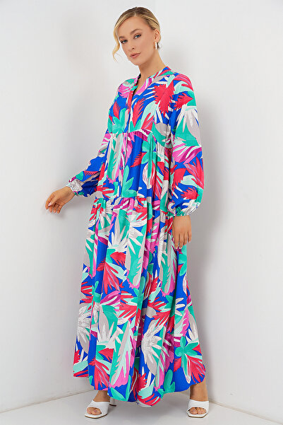 Bigdart 2423 Authentic Patterned Hijab Dress - D.Pink