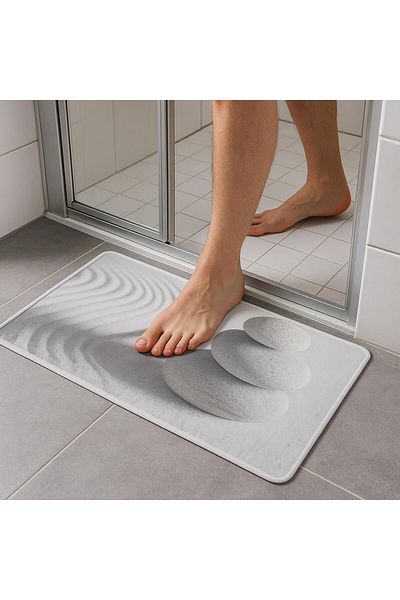 Saban Non-Slip Bath Mat – Plastic, Suction Cup, Stone Patterned Shower Mat, Anti-Slip Mat 70X40 cm