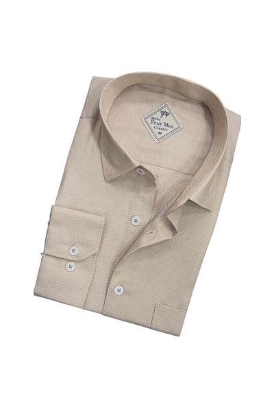 GÖMLEK GALERİSİ Men's Classic Relaxed Fit Dobby Cotton Long Sleeve Shirt