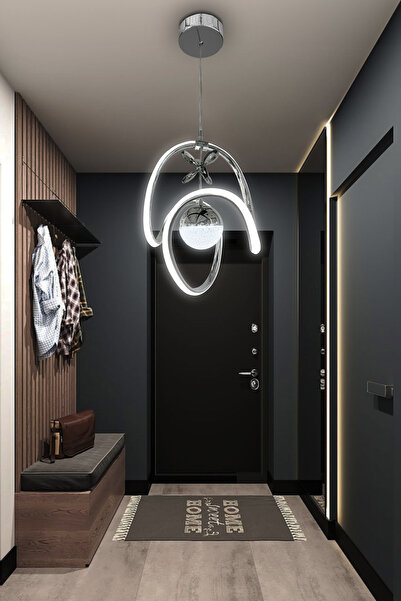 RSCOLLECTIONS Badem Tek Toplu Modern Sarkıt Led Avize Kumandasız Krom