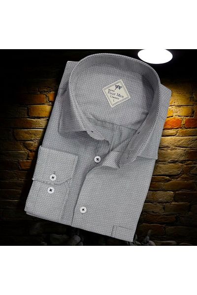 GÖMLEK GALERİSİ Men's Classic Relaxed Fit Dobby Cotton Long Sleeve Shirt