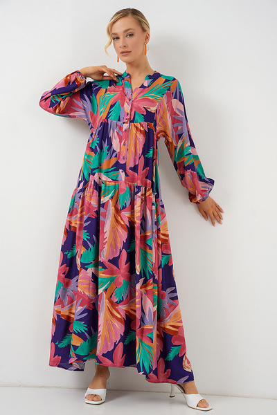 Bigdart 2423 Authentic Patterned Hijab Dress - A.Pudra