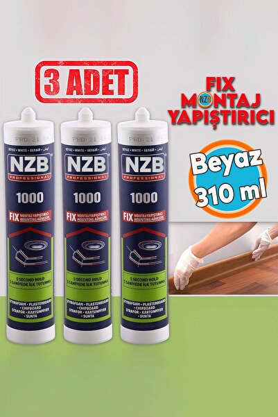 NZB Montaj Yapıştırıcı 310 ml Beyaz Mutfak Banyo Ahşap Dolap Beton Fayans Mer...