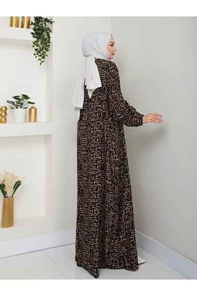 Nevayla Moda Φόρεμα βισκόζης με συσπειρωμένο μπροστινό μέρος - Indigo / E0130