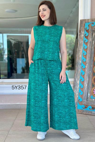 İnce Topuk Zero Sleeve Button Detail Casual Viscose Suit 5Y357
