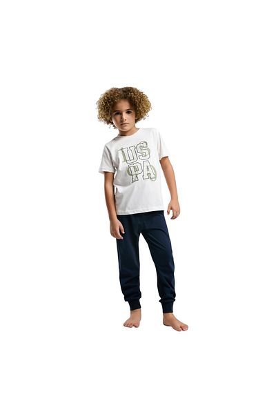 U.S. Polo Assn. Boy's White Short Sleeve Pajama Set