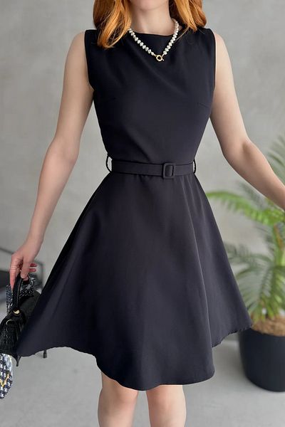 rvano Sleeveless Waist Belt Detailed Dress