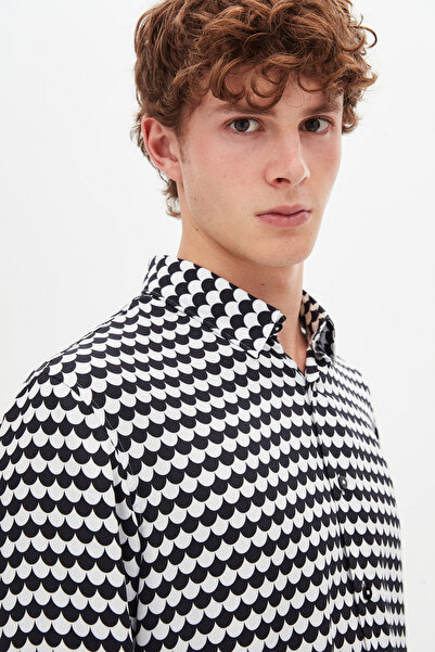 Tween Slim Fit Siyah Baskılı Gömlek