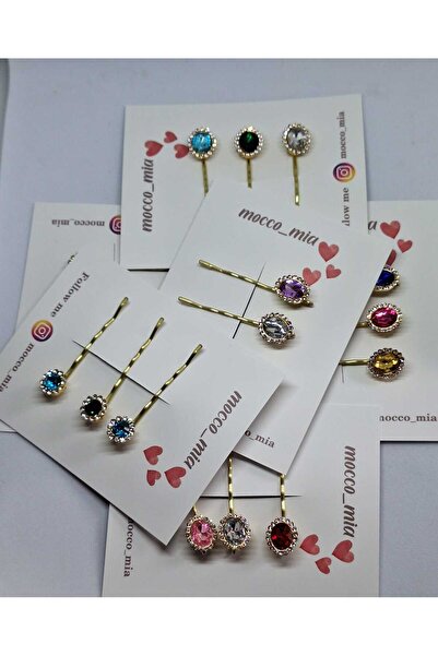 No Name Atelier Taşlı Kalın tel Toka -3'lü 1 Set Gönderilecektir