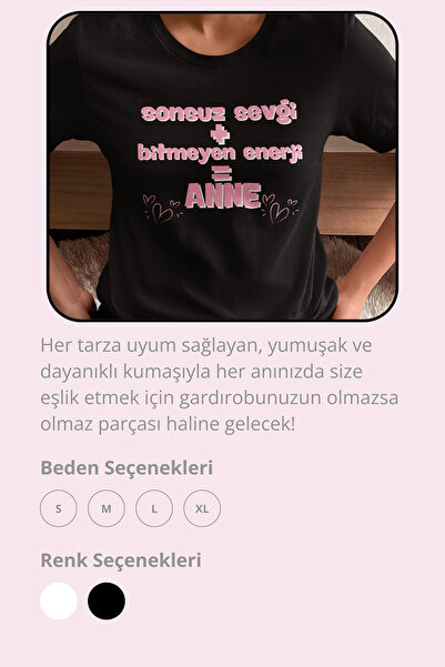 giftkonsept Endless Love Endless Energy Mother Gift 100% Cotton Regular Black T-Shirt