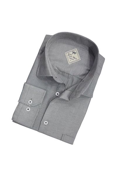 GÖMLEK GALERİSİ Men's Classic Relaxed Fit Dobby Cotton Long Sleeve Shirt
