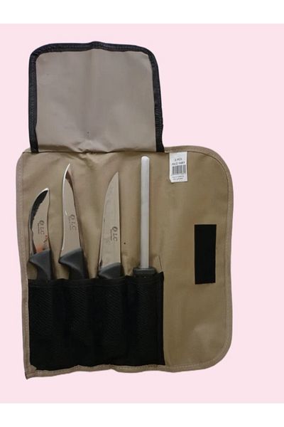 DLC Turkish Butcher Knife Set with 4-Piece File and Storage Bag