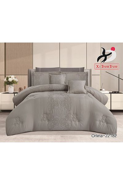 XI DUO Luxury embroidered microfiber comforter set, high quality, suitable for all seasons, 8 pieces