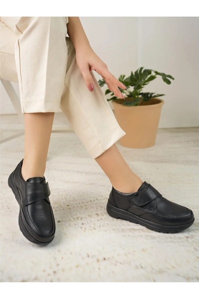FOREX Hakiki Deri Dr Tavsiyeli Eva Taban Hafif Esnek Cırtlı Kadın Ayakkabı Fr