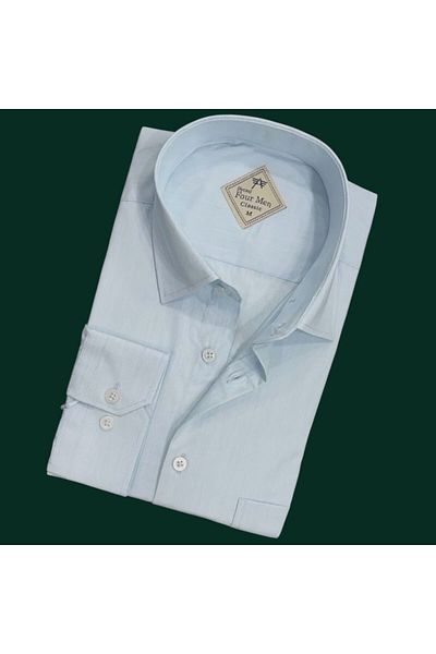 GÖMLEK GALERİSİ Men's Classic Relaxed Fit Plain Cotton Long Sleeve Shirt