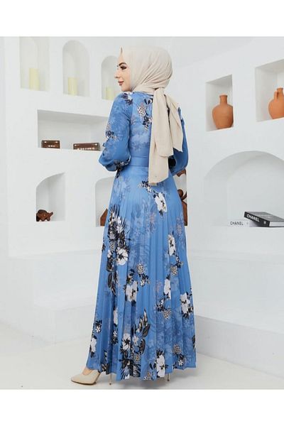 FRESH FASHION Patterned Lycra Satin Hijab Dress