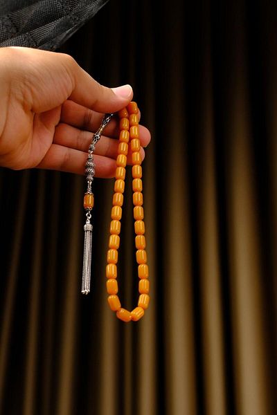 dergah tesbih Silver Master Handcrafted Nakkaş İmame Design Original Crimping Amber Prayer Beads