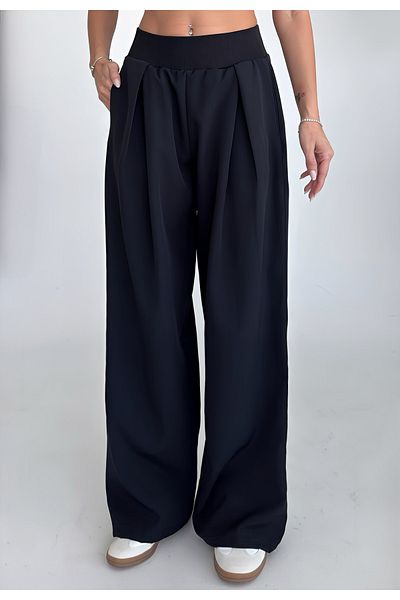 bilcee Women's Black Design Palazzo Loose Trousers 4592