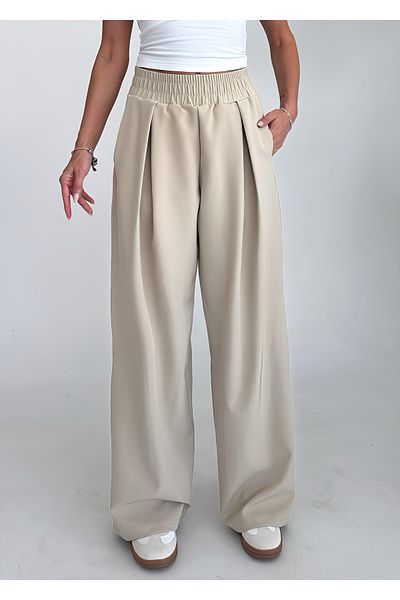 bilcee Women's Beige Design Palazzo Loose Trousers 4592