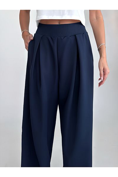 bilcee Women's Navy Blue Design Palazzo Loose Trousers 4592