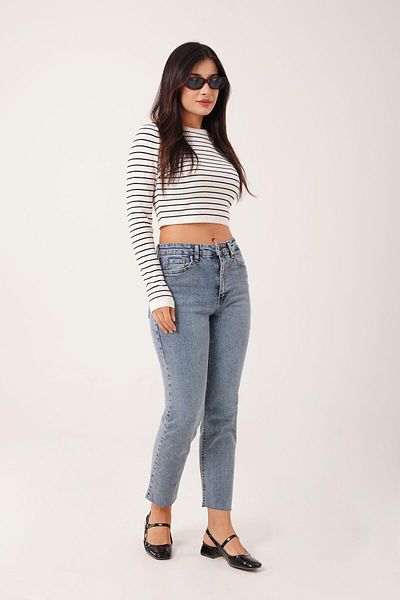 Hipo Trend Seamless Leg Medium Blue Mom Jean
