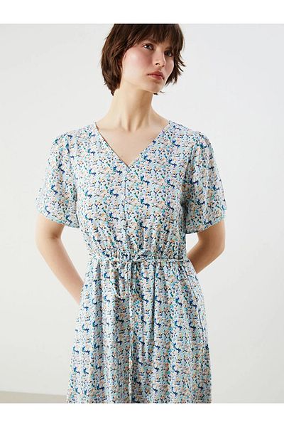 LC Waikiki Lcwaikiki classic green v-neck floral dress