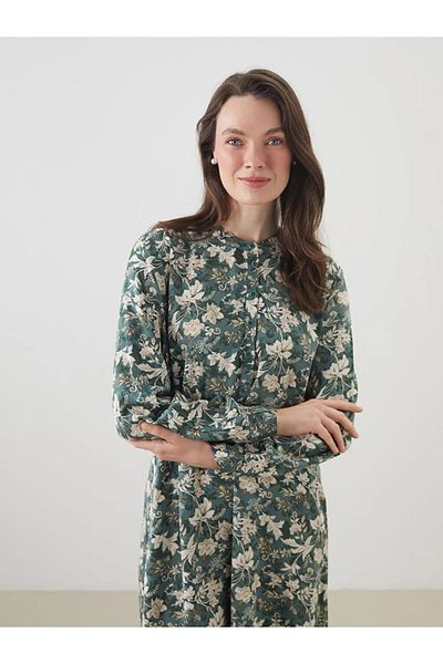 LC Waikiki Lcw grace green crew neck floral a-line dress
