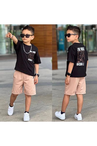 RAPAPA Boy's Short Sleeve Shorts Set Summer Suit for 4-12 Years Old Blouse+Shorts 11695S