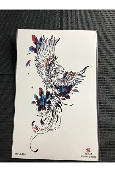 Tattoo Geçici Dövme-Renkli Anka Kuşu Desenli Büyük Boy