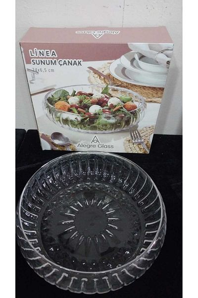 Loop Kördüğüm Handmade Large Size Glass Salad Bowl Presentation Bowl 24cm Linea