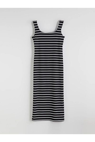 LC Waikiki Lcw Vision Black U Neck Striped Bodycon Dress