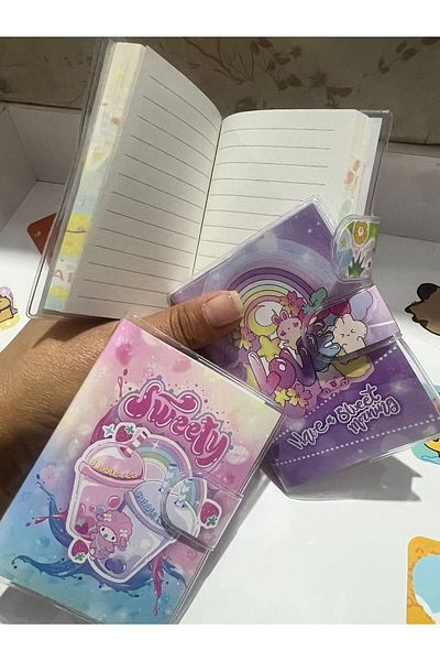 demirosa 3 Cute Ice Cream & Drink Mini Notebooks – for School and Daily Use