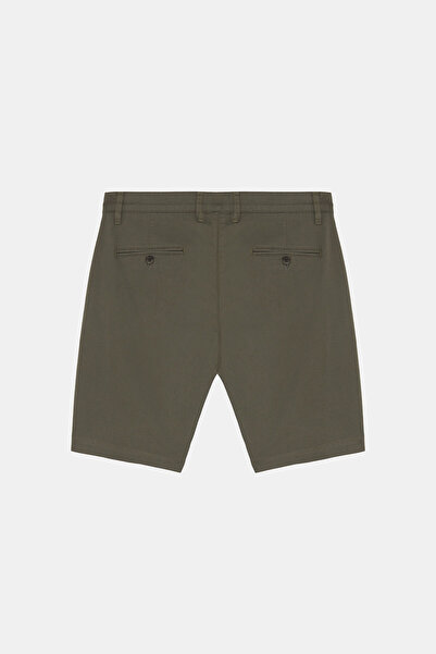 W Collection YEŞİL PAMUK ELASTAN DÜĞMELİ BERMUDA