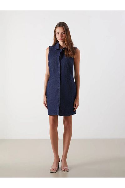 LC Waikiki Φόρεμα LCW Vision Indigo πουκάμισο με γιακά Jean