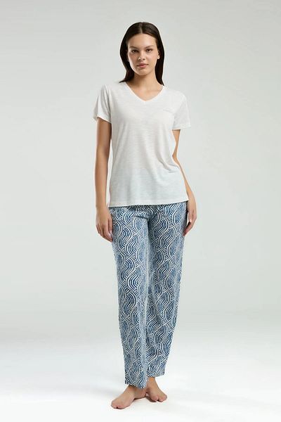 Arnetta Viscose Blended, V-Neck, Short Sleeve, Pocket, Women's Pajama Set