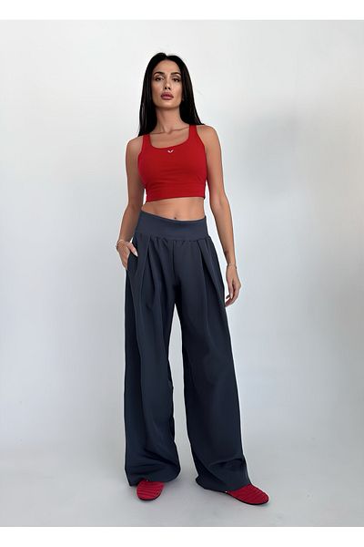 bilcee Women's Anthracite Design Palazzo Loose Trousers 4592