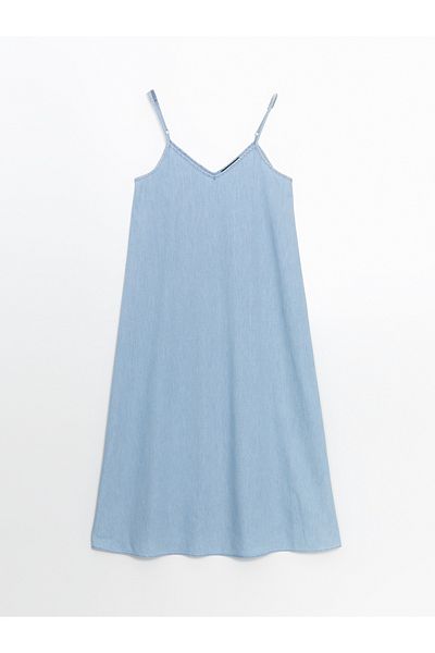 LC Waikiki V-Neck Strappy Jean Dress