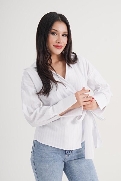Hipo Trend Thick Line Side Binding Regular Fit Ecru Shirt