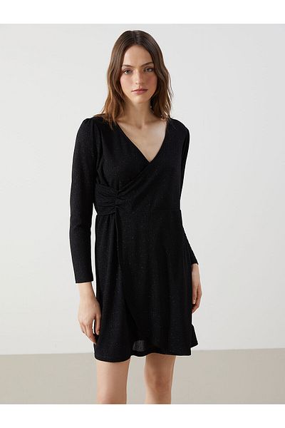 LC Waikiki Double Breasted Collar Shiny Look Women's Dress
