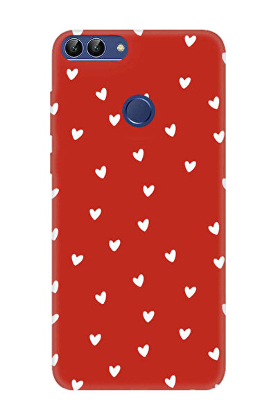 frondcase Huawei P Smart Küçük Kalpler Kırmızı Telefon Kılıfı
