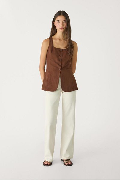 Stradivarius Textured flowing waistcoat