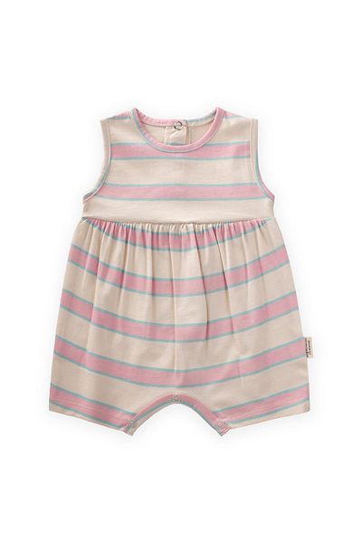 Cigit Wide Striped Jumpsuit 0-3 Years Pink Blue Striped
