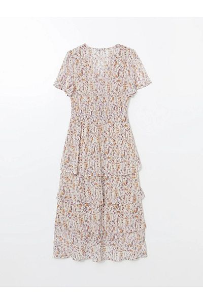 LC Waikiki Lcwaikiki Classic Mixed Double Breasted Collar Floral Women Dress