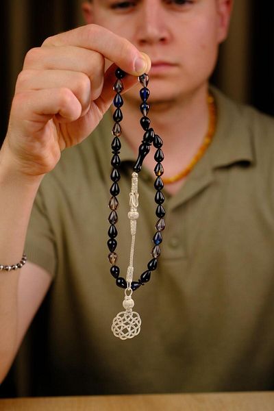 dergah tesbih Water Drop Model Multi Color Squeeze Amber Kazaz Tassel Prayer Beads