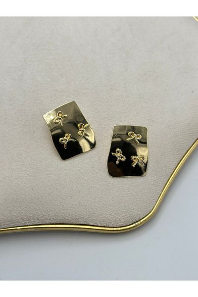 MyladyAccessoriess Plate Bow Detail Steel Earrings